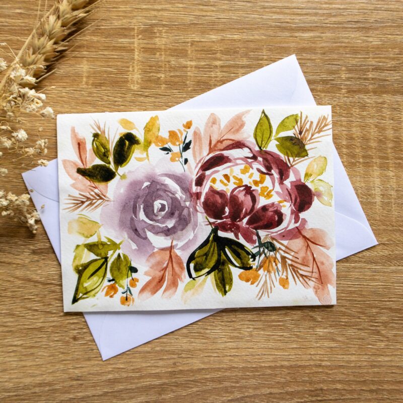 hand painted autumn bouquet greeting card