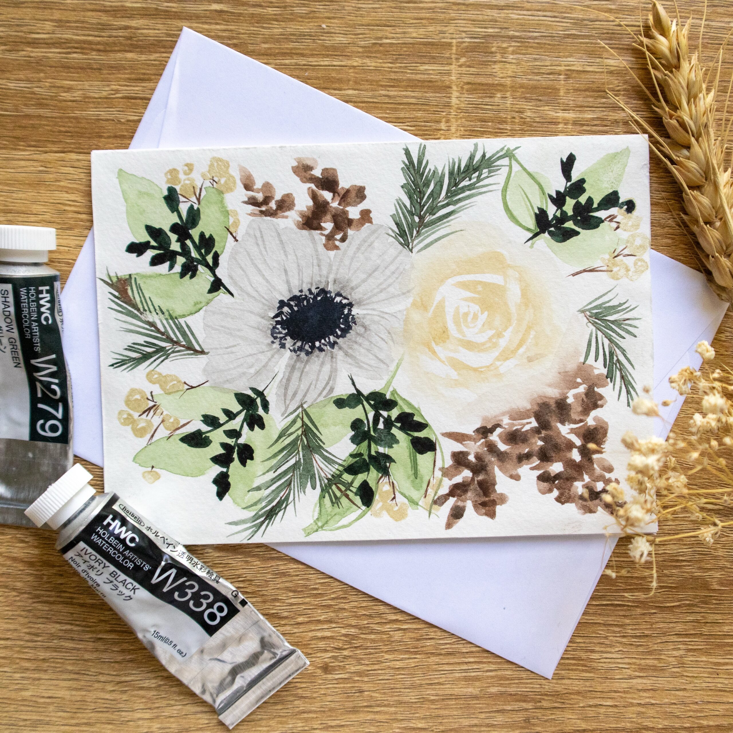 Winter Bouquet Greeting Card | HAND PAINTED