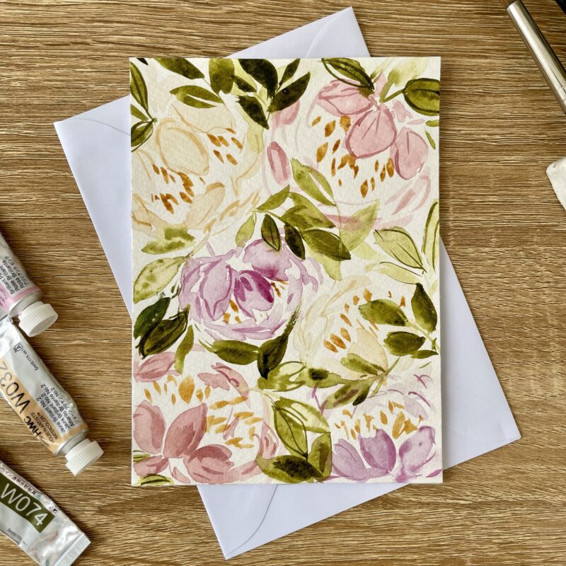 Loose Peony Greeting Card | HAND PAINTED