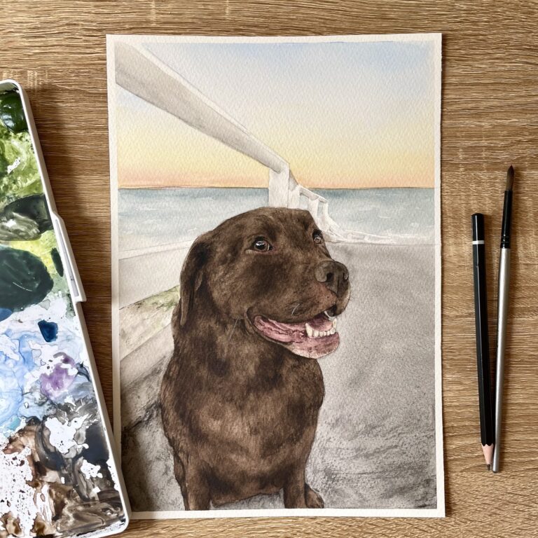 custom watercolour pet portrait painting