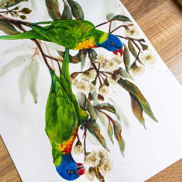 "Lorikeet Forage" ORIGINAL Artwork - Image 4